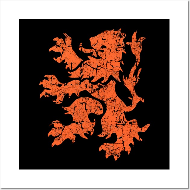 Dutch Lion Rampant, Distressed Wall Art by cartogram